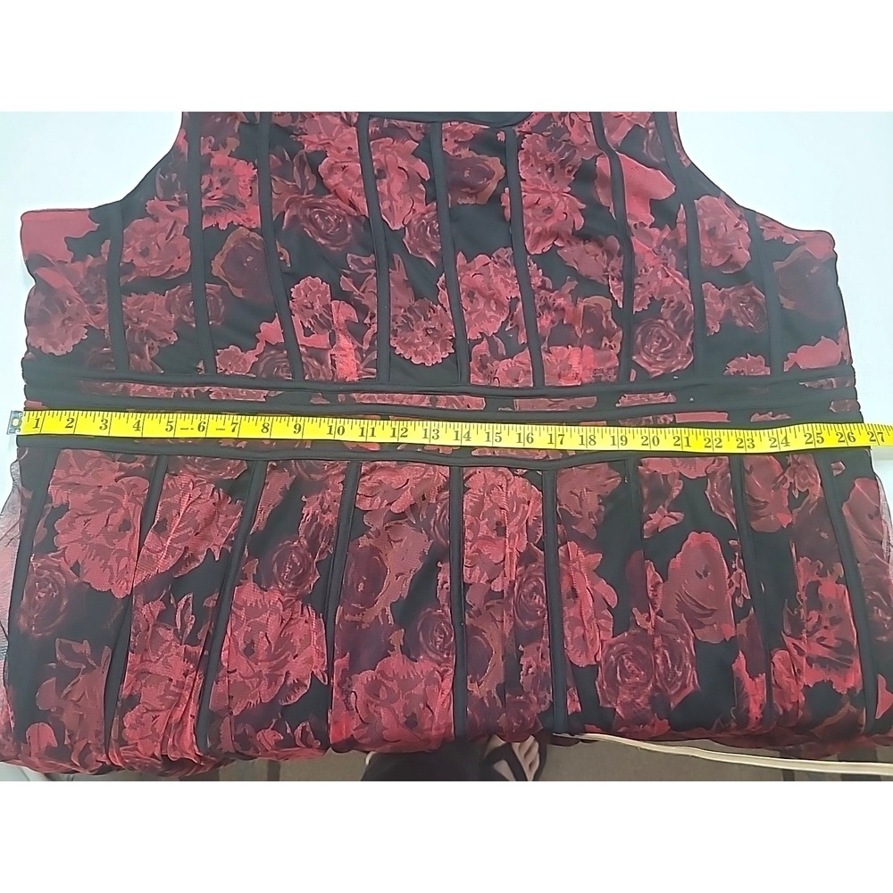 Cottagecore‎ Romantic 34 W Dress Chiffon Wedding Guest Black Red Roses Midi Goth - Picture 10 of 11